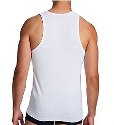 Ribbed Stretch Cotton Tank White S