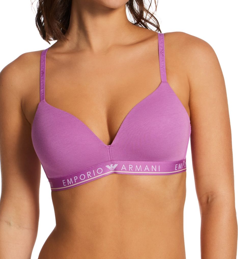 Emporio Armani Women's Iconic Logoband Padded Triangle Bra in Pink | Size Small | HerRoom.com