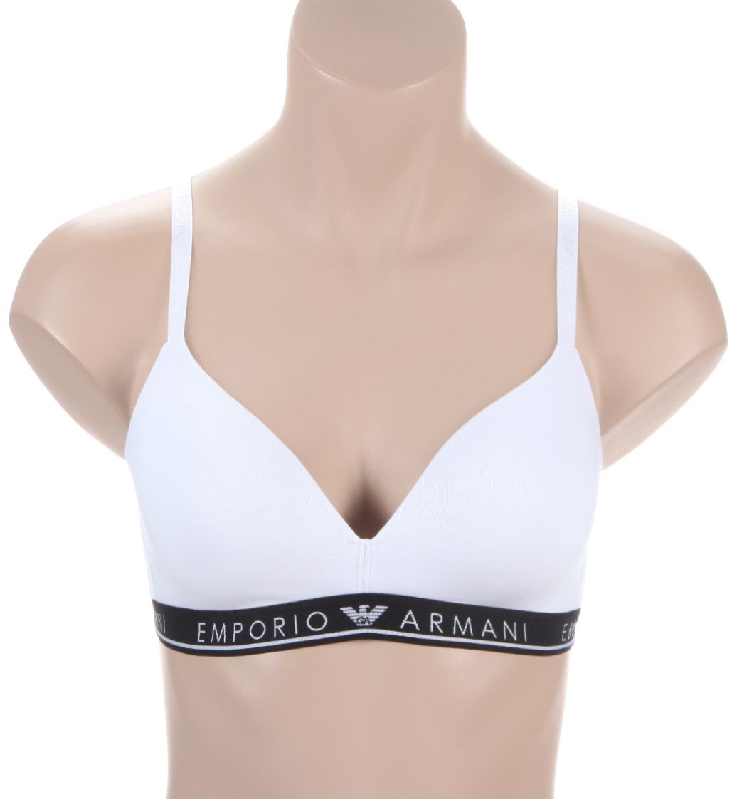 Emporio Armani Iconic Logoband Padded Triangle Bra White L  - Image 1