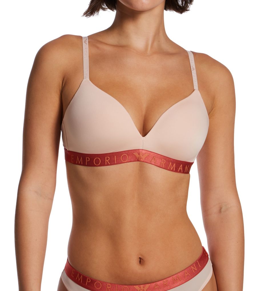Emporio Armani Women's Iconic Microfiber Padded Triangle Bra in Beige | Size Medium | HerRoom.com