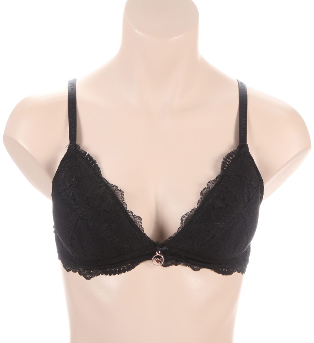 Emporio Armani Eternal Lace Padded Triangle Bra Black XL  - Image 1