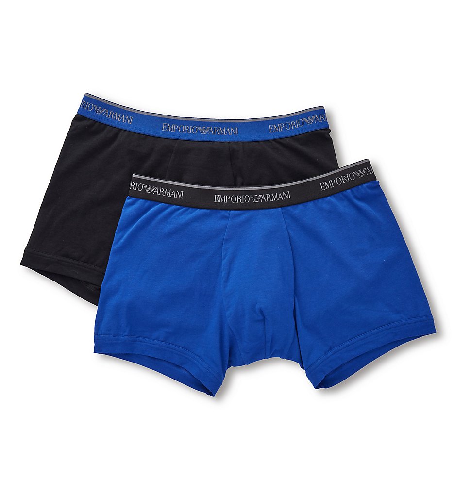 Emporio Armani 2687A717 Stretch Cotton Classic Logo Boxer Briefs - 2 Pack (Black/Electric Blue)