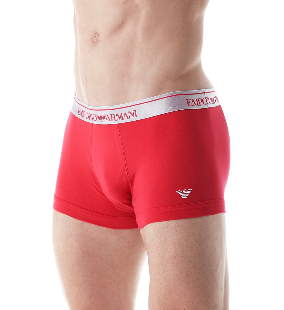 Emporio Armani 3896P512 Shiny Logo Cotton Stretch Trunk (Magenta)