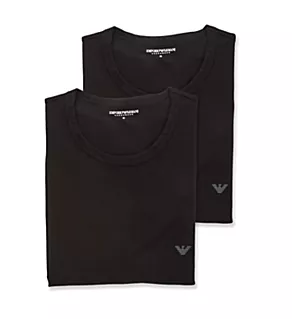 Cotton Stretch Jersey Crew Neck T-Shirt - 2 Pack Black/Black XL