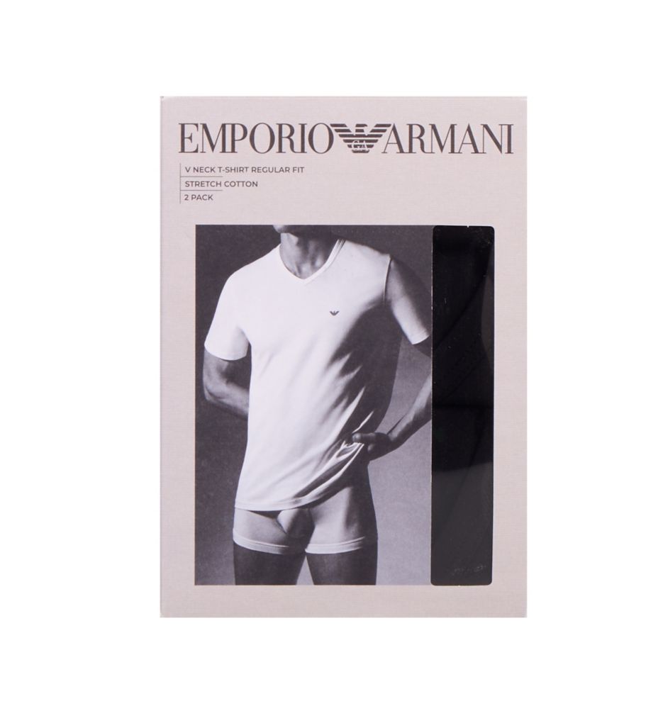 Emporio Armani Cotton Stretch Jersey V-Neck T-Shirt - 2 Pack 39214132 - Image 3