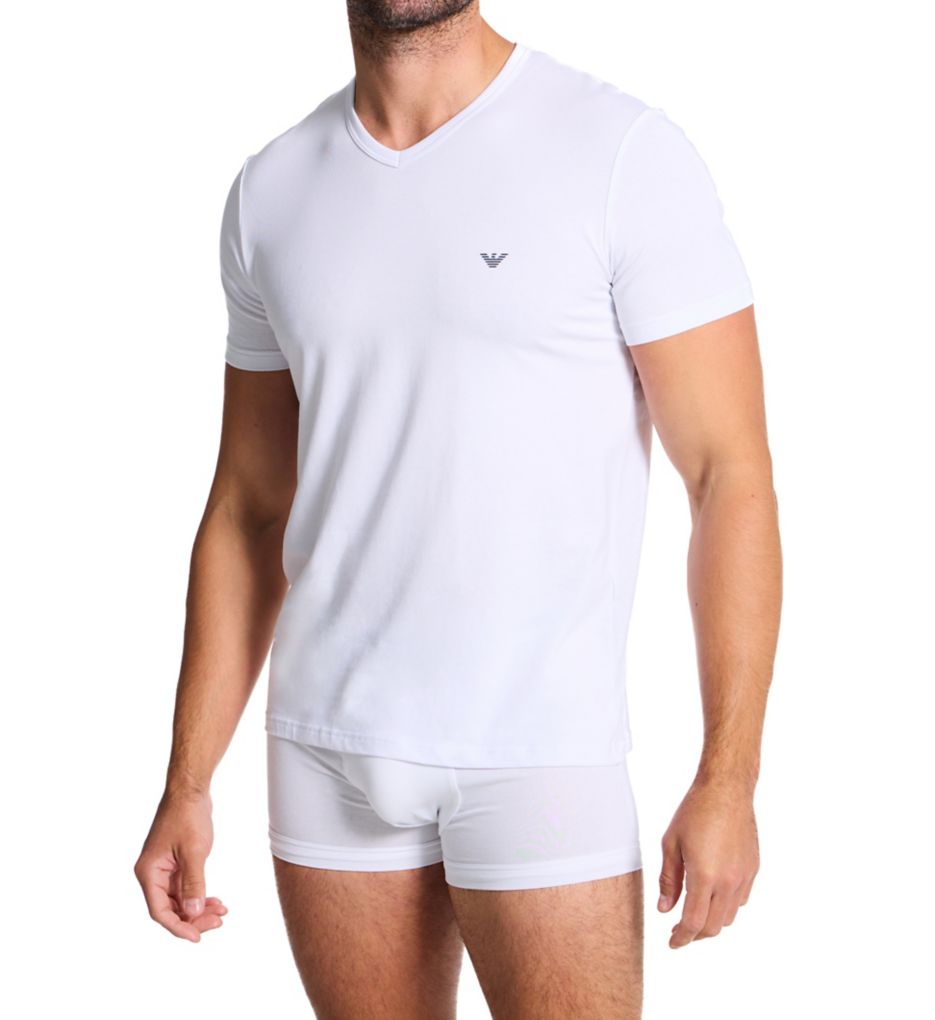Emporio Armani Cotton Stretch Jersey V-Neck T-Shirt - 2 Pack 39214132 - Image 4