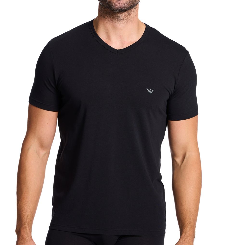 Emporio Armani Cotton Stretch Jersey V-Neck T-Shirt - 2 Pack 39214132 - Image 1