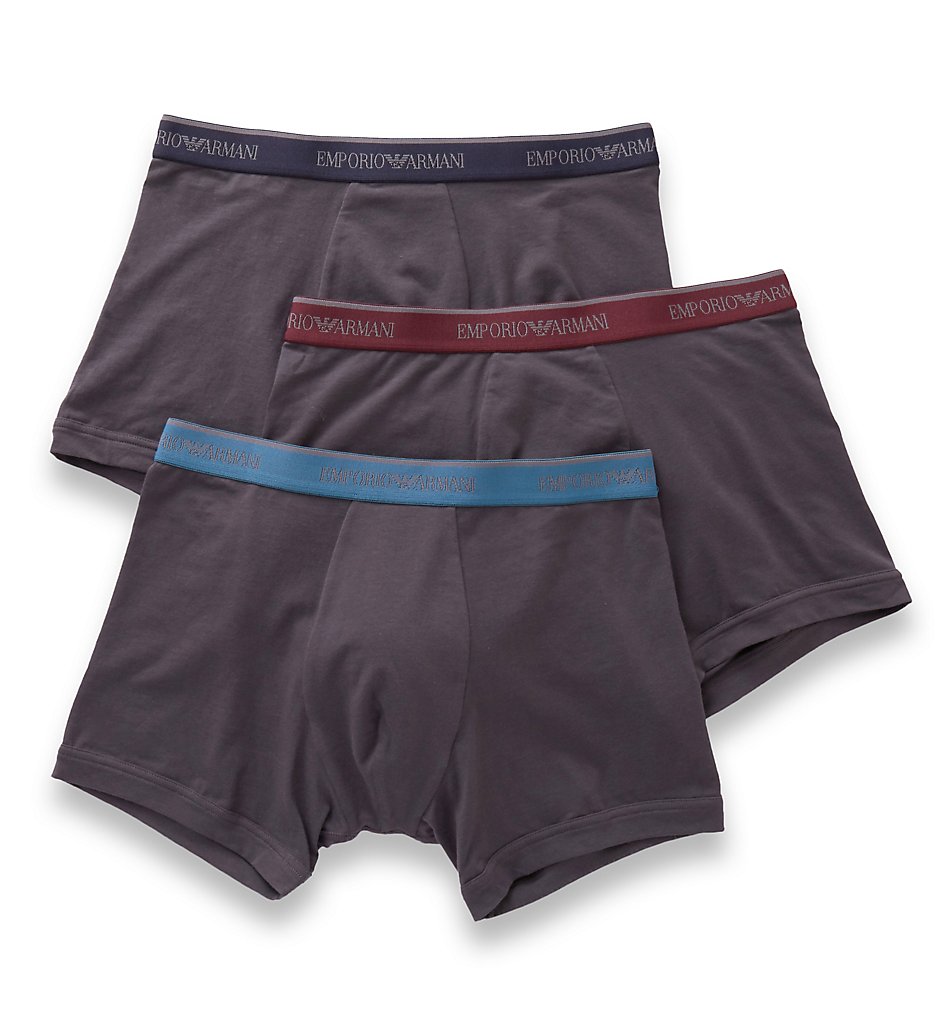 Emporio Armani 4737A717 Stretch Cotton Classic Logo Boxer Briefs - 3 Pack (Smoke/Smoke/Smoke)
