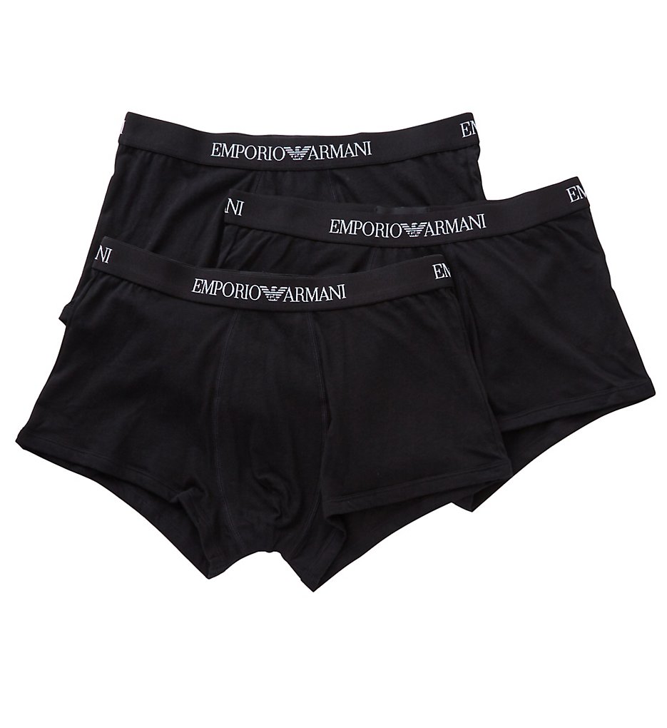 Emporio Armani 610CC722 Essentials Pure Cotton Trunk - 3 Pack (Black)