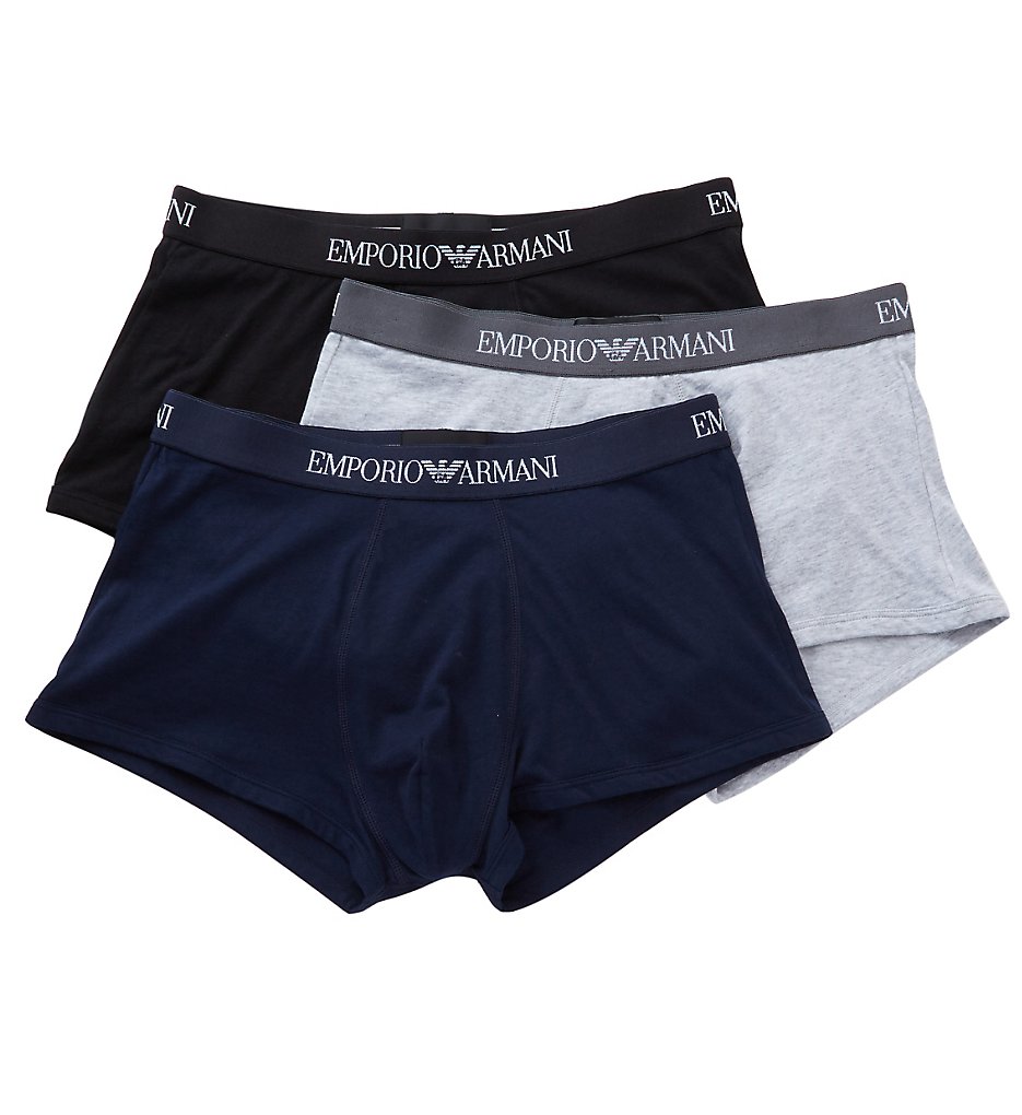 Emporio Armani 610CC722 Essentials Pure Cotton Trunk - 3 Pack (Grey/Black/Navy)