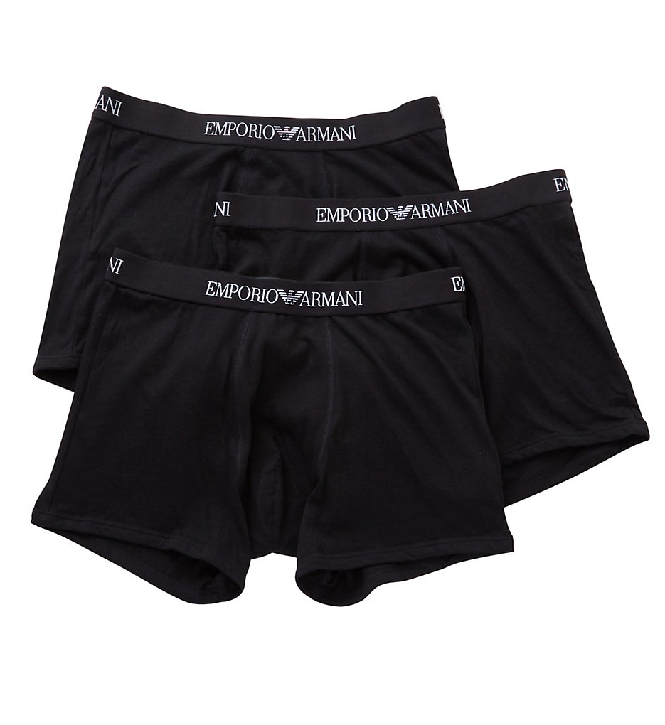 Emporio Armani 611CC722 Essentials 100% Cotton Boxer Briefs - 3 Pack (Black)