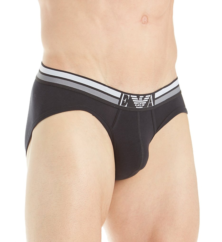 Emporio Armani 6177A525 Rugby Player Pop Stripe Briefs (Black)