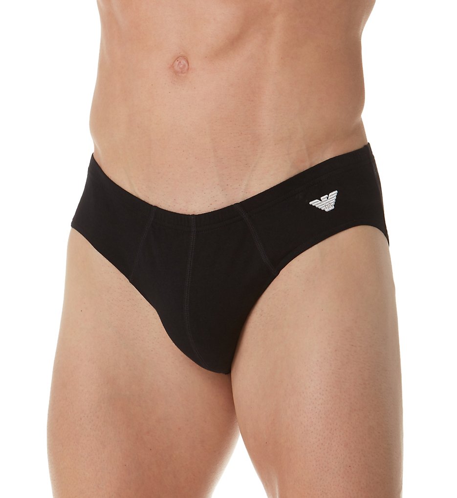 Emporio Armani 6187A512 Shiny Logoband Bikini Briefs (Black)