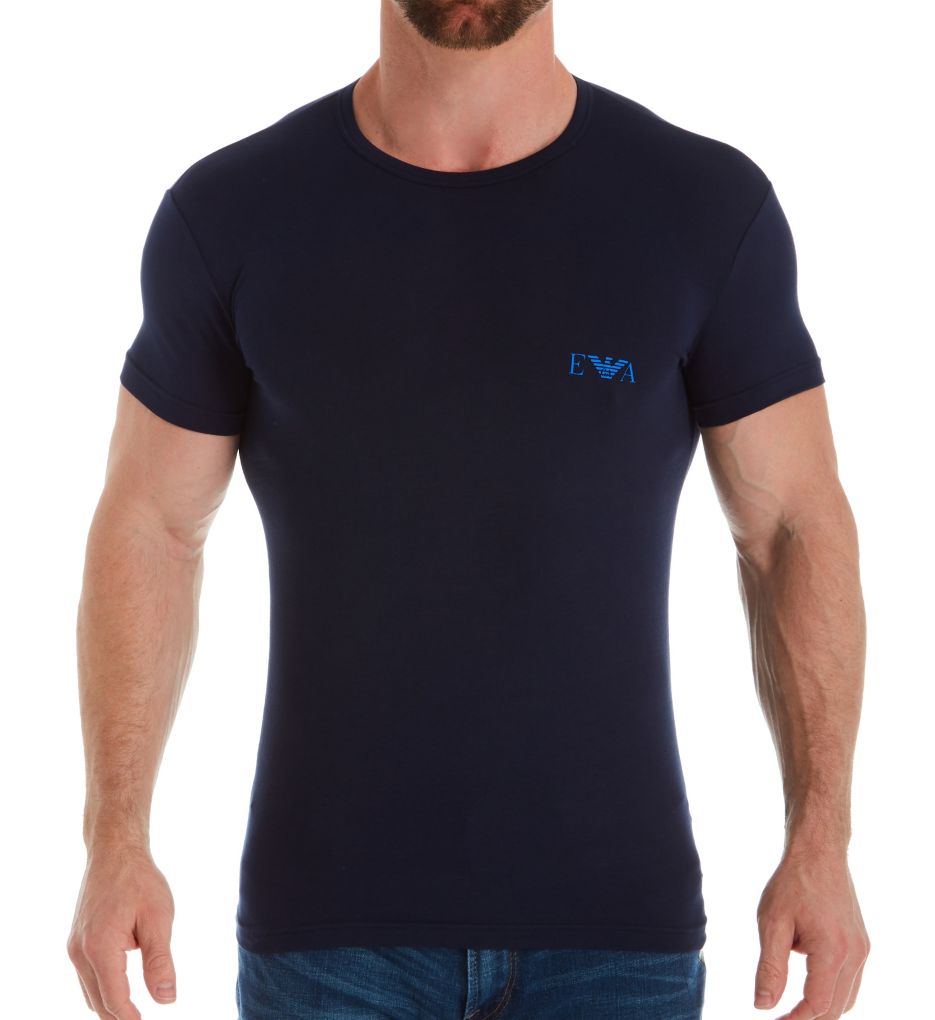 Monogram Slim Fit Crew Neck T-Shirts - 2 Pack-fs