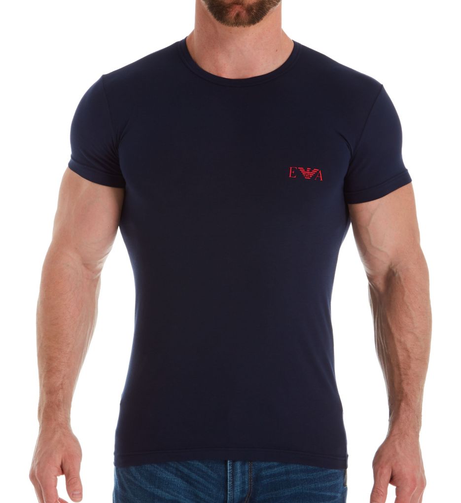 Monogram Slim Fit Crew Neck T-Shirts - 2 Pack-fs