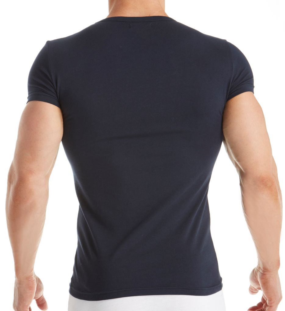 Colored Basic Stretch Cotton V-Neck T-Shirt-bs