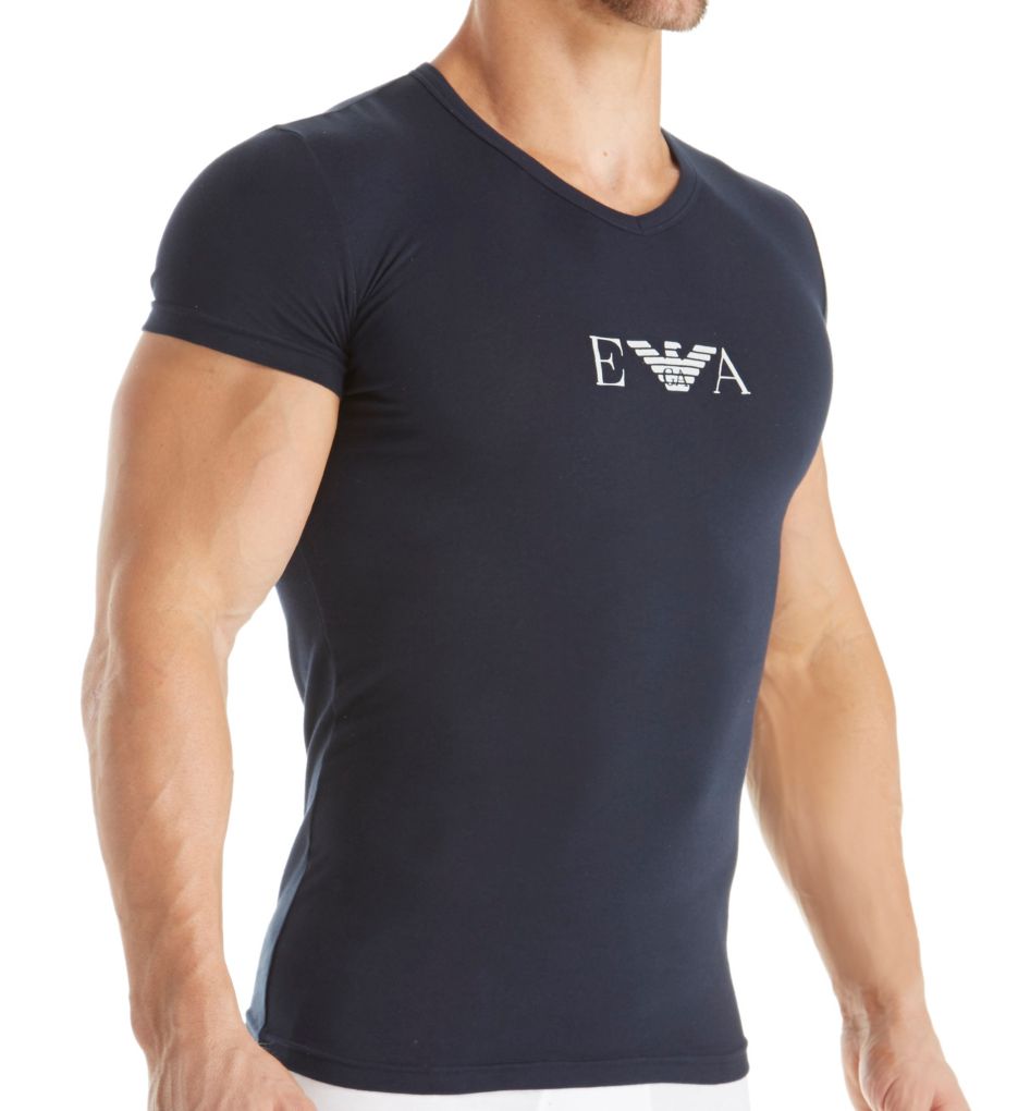Colored Basic Stretch Cotton V-Neck T-Shirt-gs