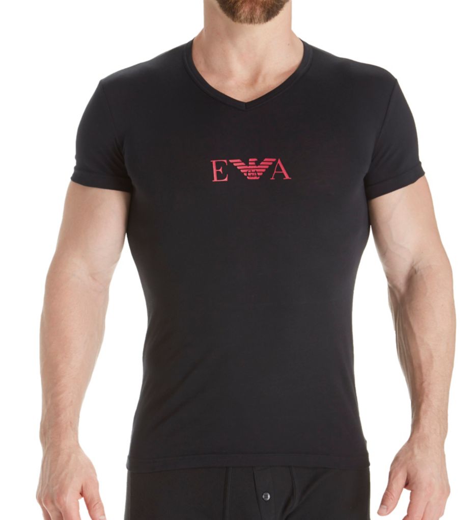 Monogram Slim Fit V-Neck T-Shirt-fs