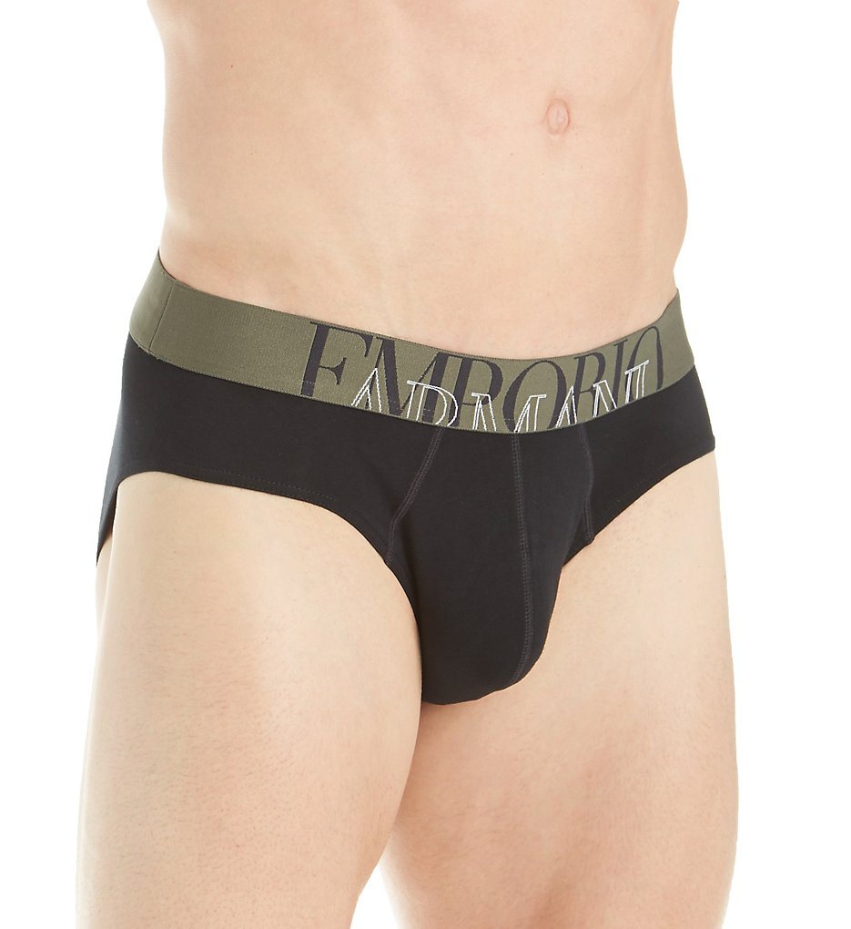 Emporio Armani 8147A725 Athletic Big Eagle Briefs (Black)