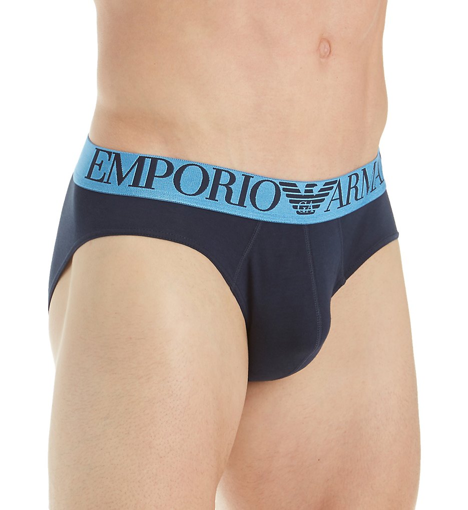 Emporio Armani 8147A745 Metallic Eagle Briefs (Marine)