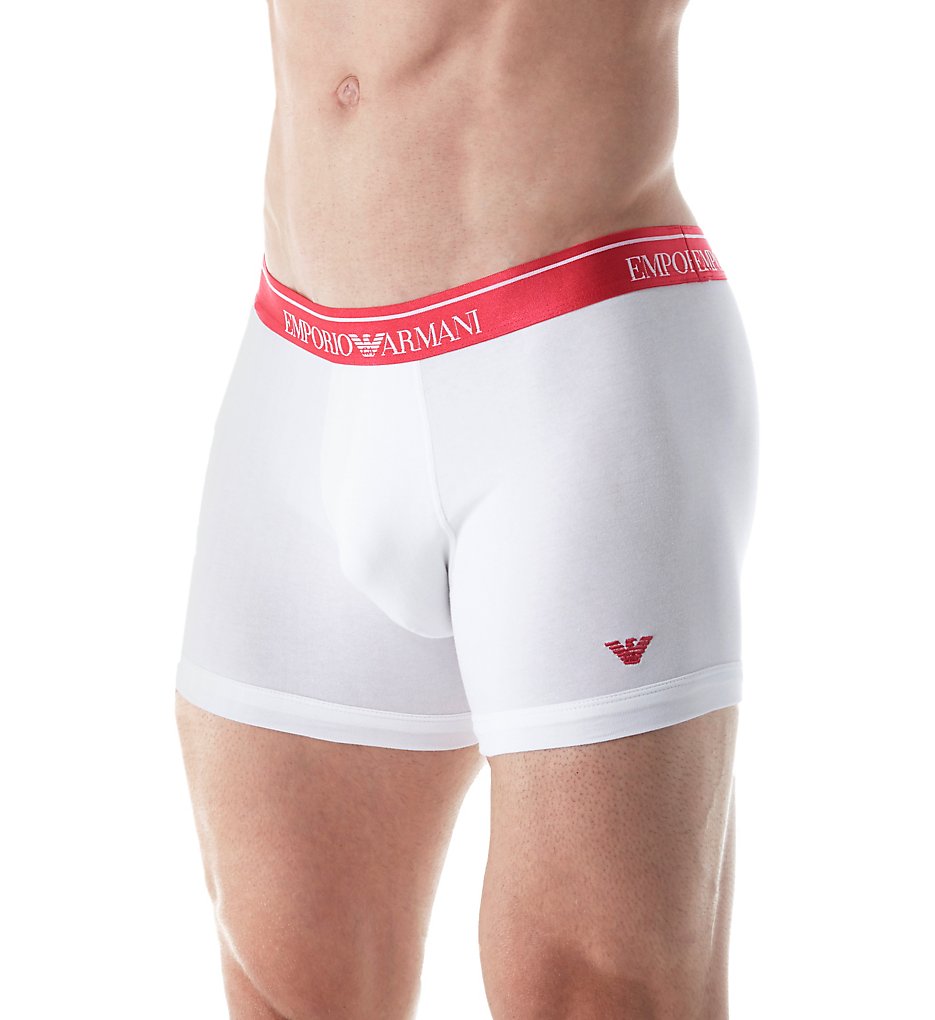 Emporio Armani 8186P512 Shiny Logo Cotton Stretch Boxer (White)
