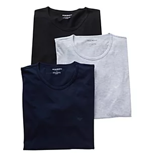 Essentials Genuine 100% Cotton Crew Neck - 3 Pack Grey/Black/Navy M