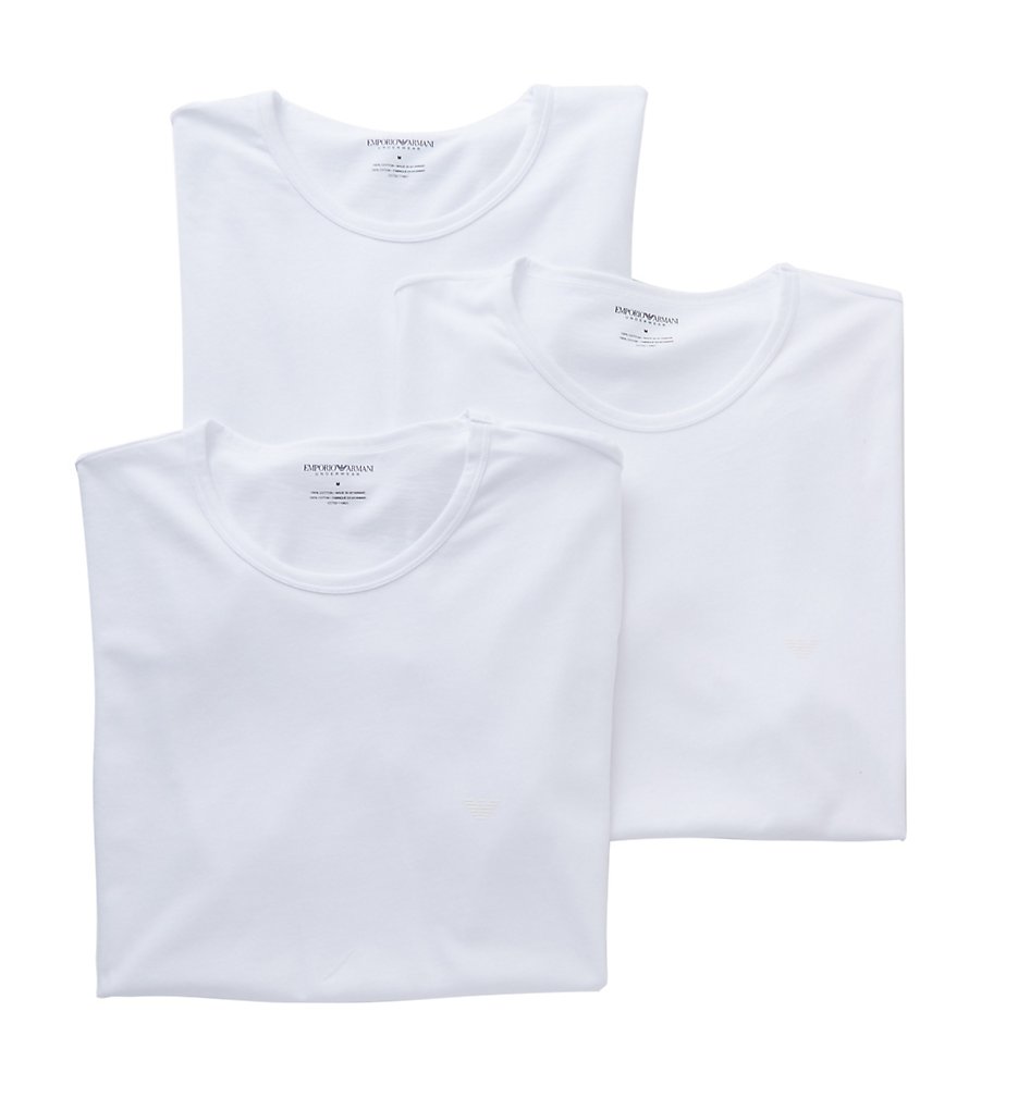 Emporio Armani 821CC722 Essentials Genuine 100% Cotton Crew Neck - 3 Pack (White)