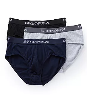 Essentials 100% Cotton Briefs - 3 Pack Grey/Black/Navy S