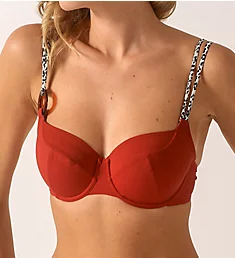 Wild Underwire Solid 3 Part Cup Swim Top Ocre Rouge 34C