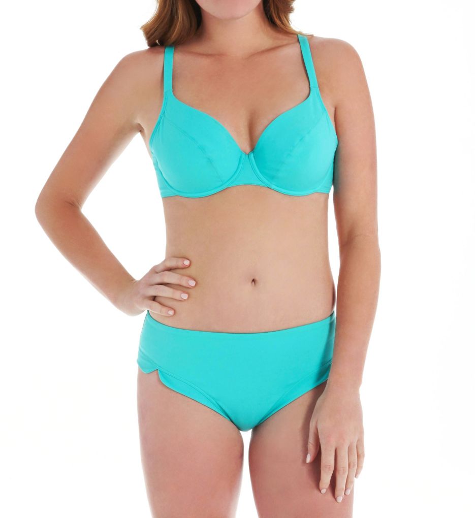 Soft Underwire Plunge Bra Swim Top-cs1