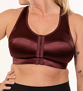 High Impact Racerback Front Close Sports Bra Big Sky Burgundy 4X
