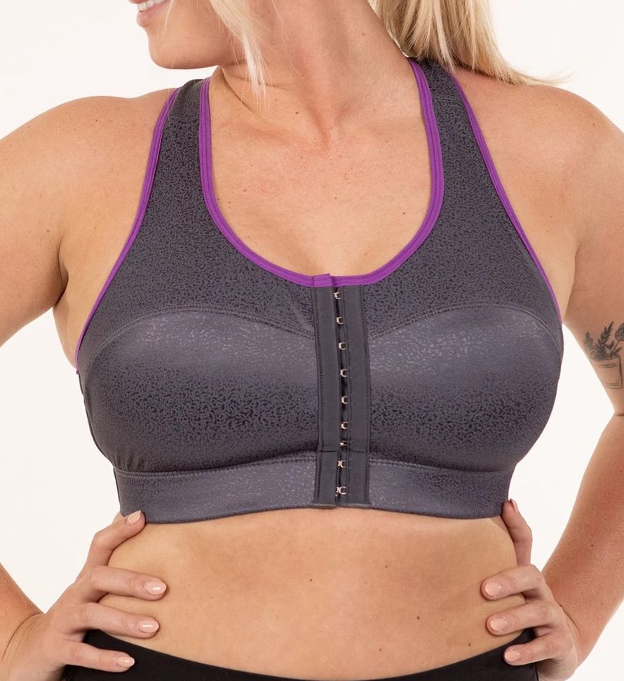 Enell : Enell 102 High Impact Racerback Front Close Sports Bra (Purple Reign XL)