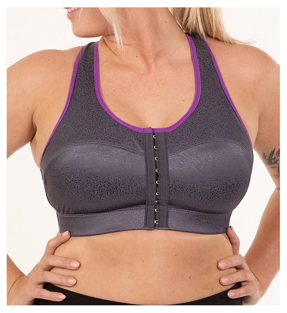 Enell - Enell 102 High Impact Racerback Front Close Sports Bra (Purple Reign XL)