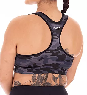 High Impact Racerback Front Close Sports Bra Black Camo S