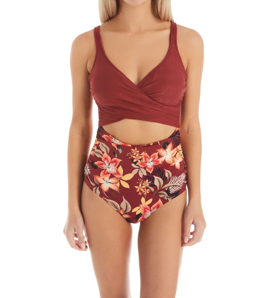 Everyday Sunday Nostalgia Wrap One Piece Swimsuit N0136 - Image 1