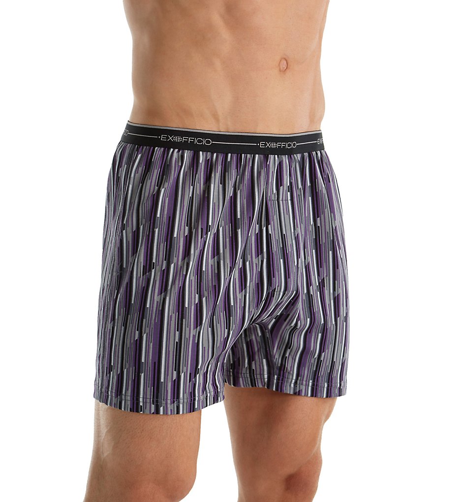 Ex Officio 2452895 Sol Cool Print High Tech Performance Boxer (Black/Diamond Stripe)