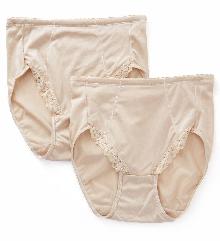 Exquisite Form Women's Lace Leg Shaper Brief Panty - 2 Pack in Beige | Size Large | HerRoom.com