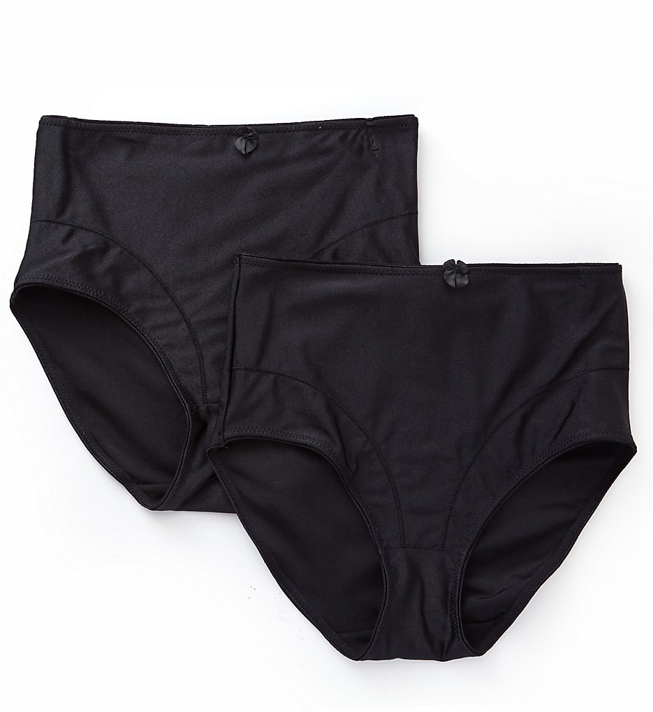 Exquisite Form - Exquisite Form 070402A Basic Shaper Brief Panty - 2 Pack (Black L)