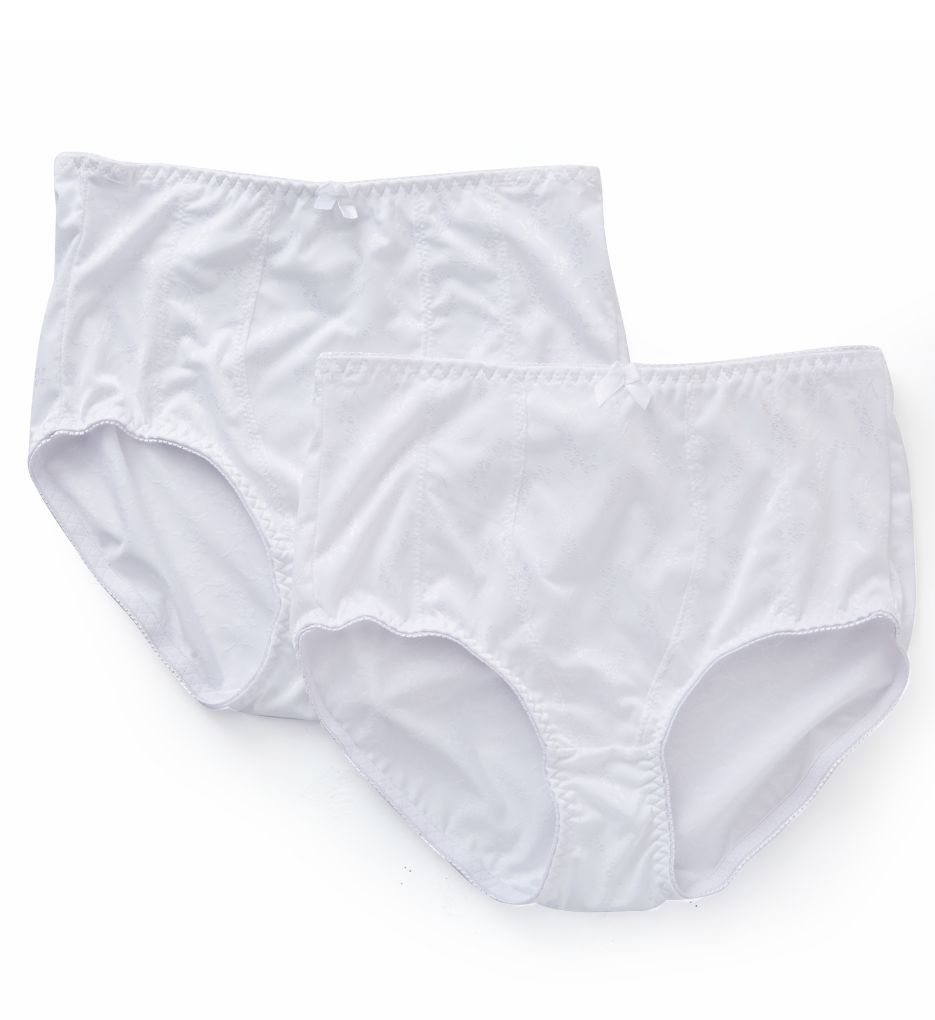 Exquisite Form : Exquisite Form 070557A Jacquard Shaper Brief Panty - 2 Pack (White XL)