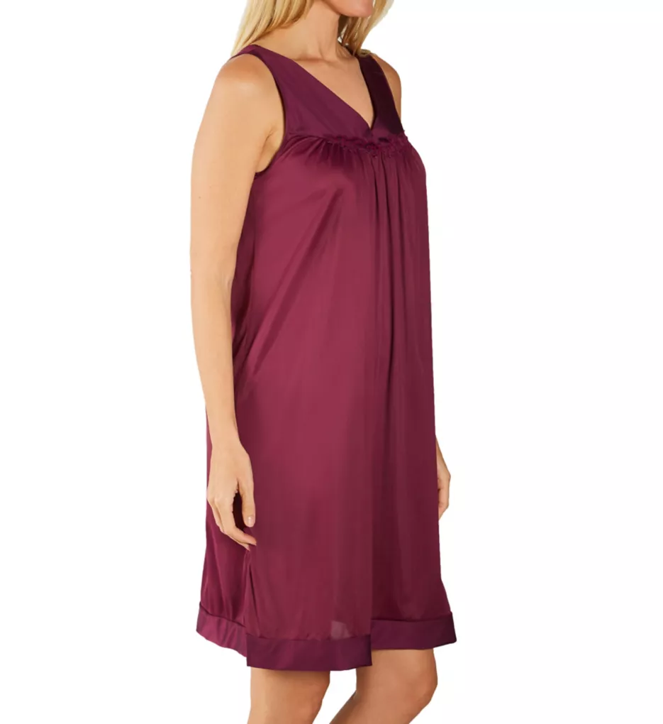 Plus Coloratura Sleeveless Short Nightgown Amaranth 1x