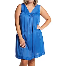 Plus Coloratura Sleeveless Short Nightgown Rocky Blue 1X