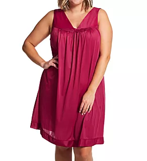 Plus Coloratura Sleeveless Short Nightgown Sangria 1X