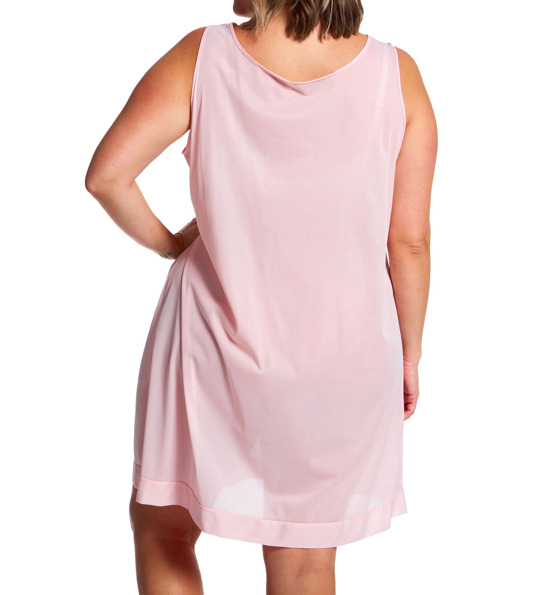 Exquisite Form Plus Coloratura Sleeveless Short Nightgown Pink Champange 3X  - Image 2