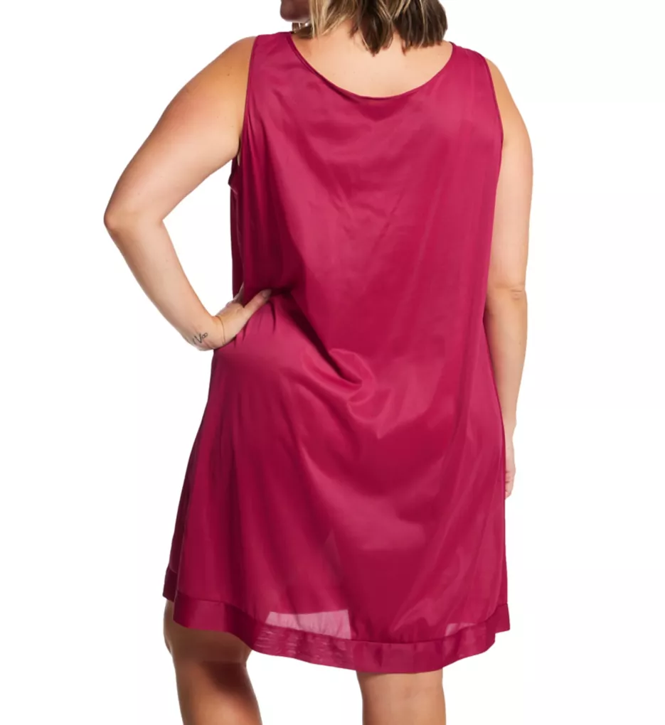 Plus Coloratura Sleeveless Short Nightgown Sangria 1X