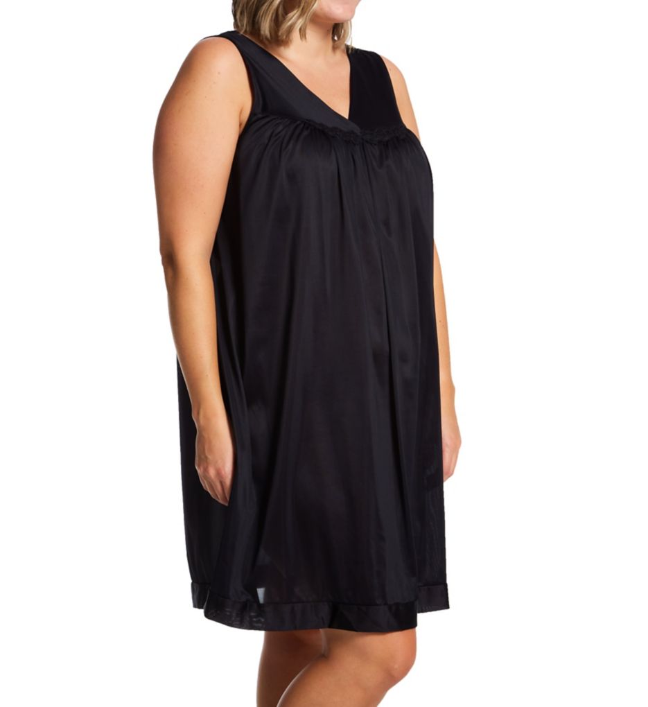 Exquisite Form Plus Coloratura Sleeveless Short Nightgown Midnight Black 2X  - Image 1