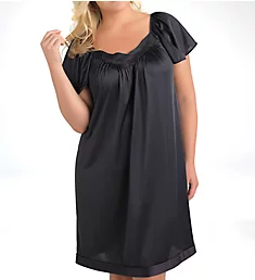 Coloratura Flutter Sleeve Short Nightgown Midnight Black L