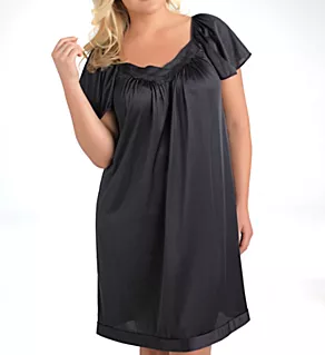 Coloratura Flutter Sleeve Short Nightgown Midnight Black M