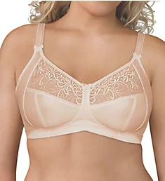 Wirefree 4-Part Cup Bra with Embroidered Mesh Nude 36C