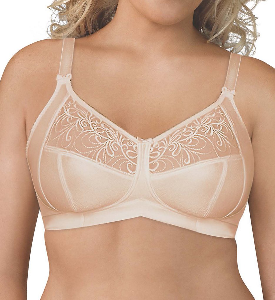 Exquisite Form 5100514 Wirefree 4-Part Cup Bra with Embroidered Mesh (Nude)