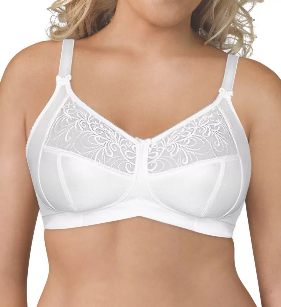 Wirefree 4-Part Cup Bra with Embroidered Mesh White 40C